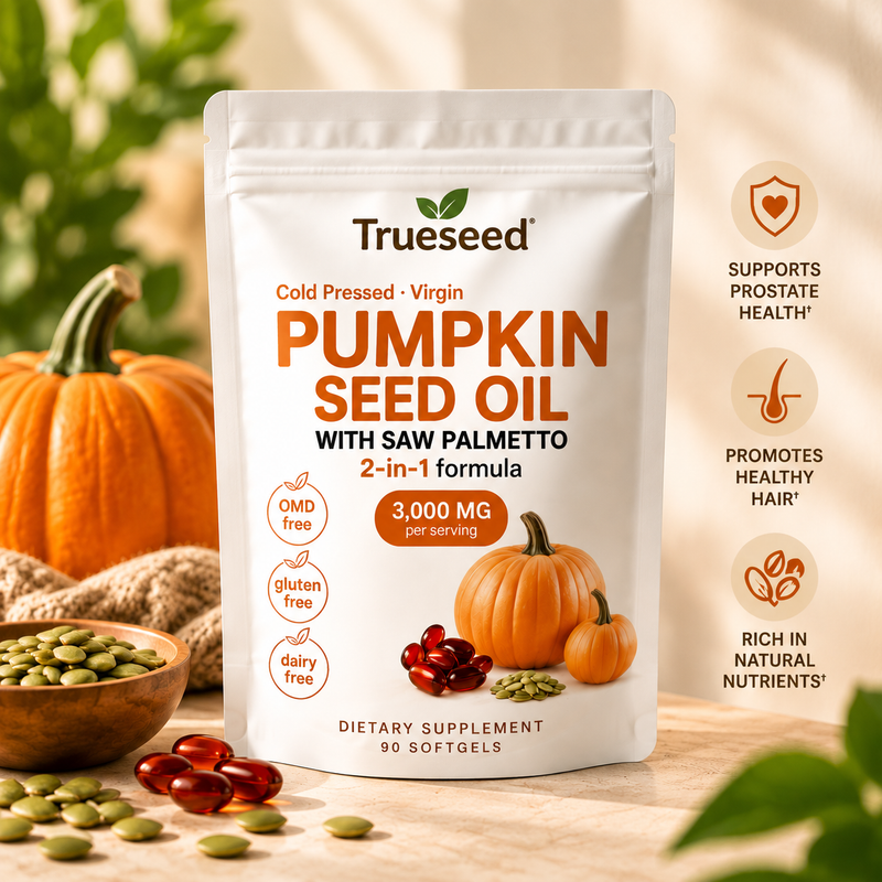 Cold Pressed Virgin Pumpkin Seed Oil with Saw Palmetto 2-in-1 Formula, 3000mg per Serving, 300 Softgels Dietary Supplement